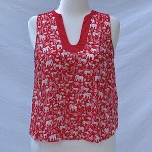 Maeve U-neck tank with wildlife safari print